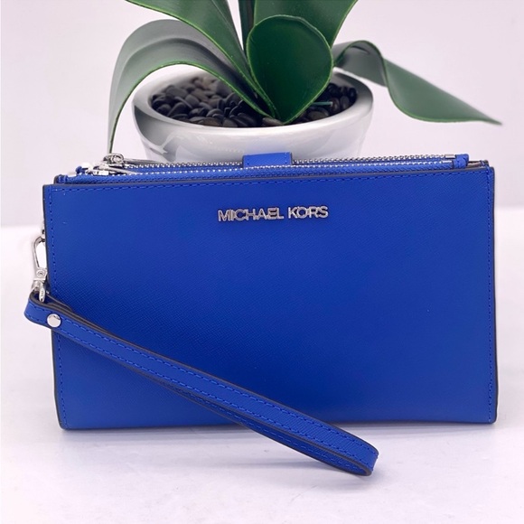 Michael Kors DoubleZip Wallet Wristlet Electric Blue - Picture 3 of 10